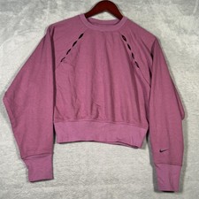 Nike Dri-FIT Sweatshirt Womens XS Purple DM7653-507 Get Fit Cropped Fleece Crew