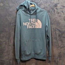 The North Face Mens Half Dome Pullover Hoodie Teal Blue Logo Sweatshirt L SP19
