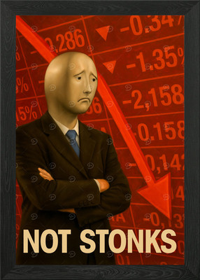 Stonks Fail Meme Man Poster - Crash gerahmtes Wandbild Poster Leinwanddruck Bild