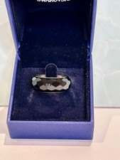 Swarovski Nirvana Ring | Jet Black Crystal | Size 50 (UK J/K) | Boxed Free Post