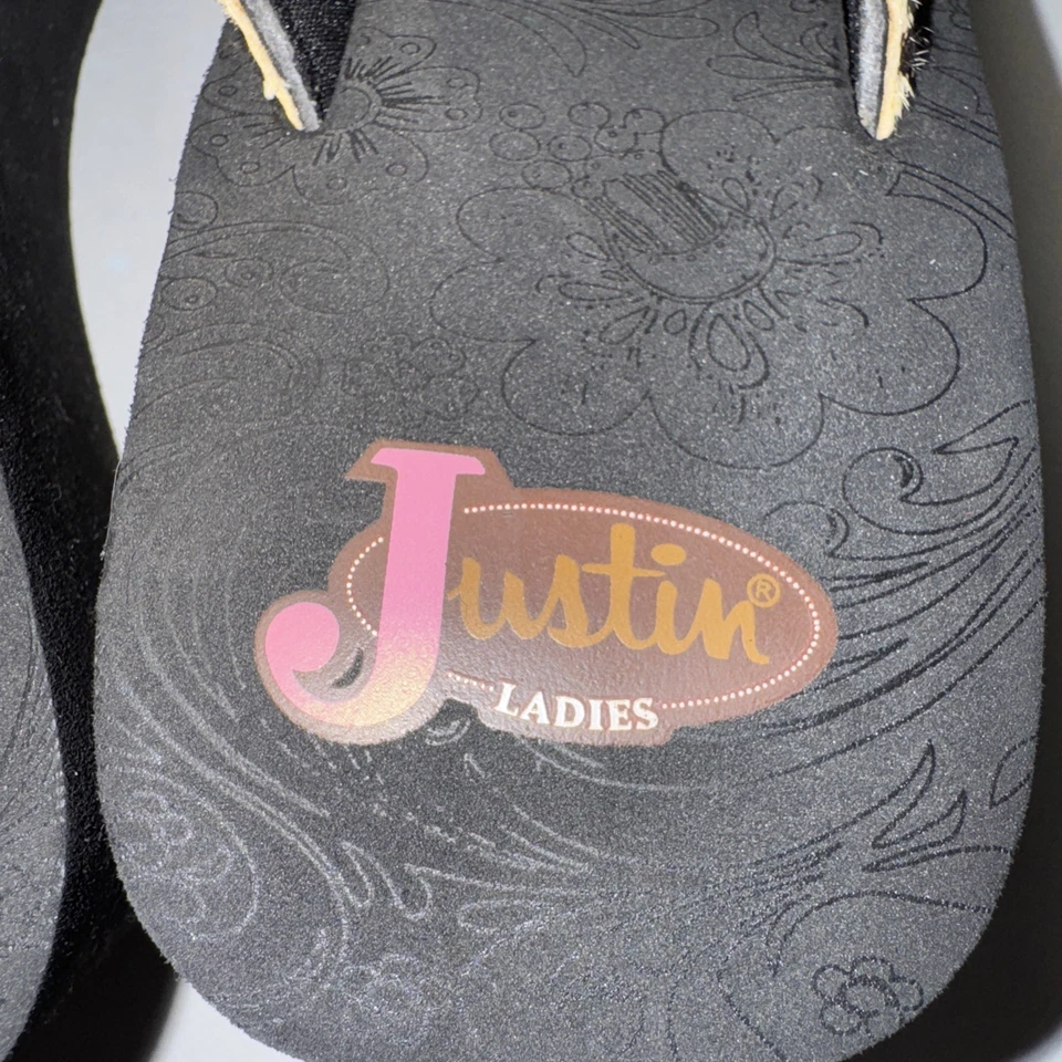 Justin Western Flip Flops Rhinestone Cross Platform Women's Size 5 - Image 4 of 4