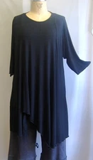 Coco & Juan Lagenlook Plus Size Black Knit Asymmetric Tunic Top XL 14 ,16  B46"