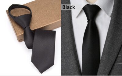 Men Fashion Solid Color Zipper Tie Wedding Party Formal Business Necktie