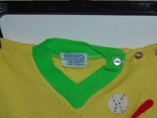 GLO KNIT 1950s Infant Baseball Pullover Sweater Boy Infant Size 0-6 Months - Picture 4 of 7
