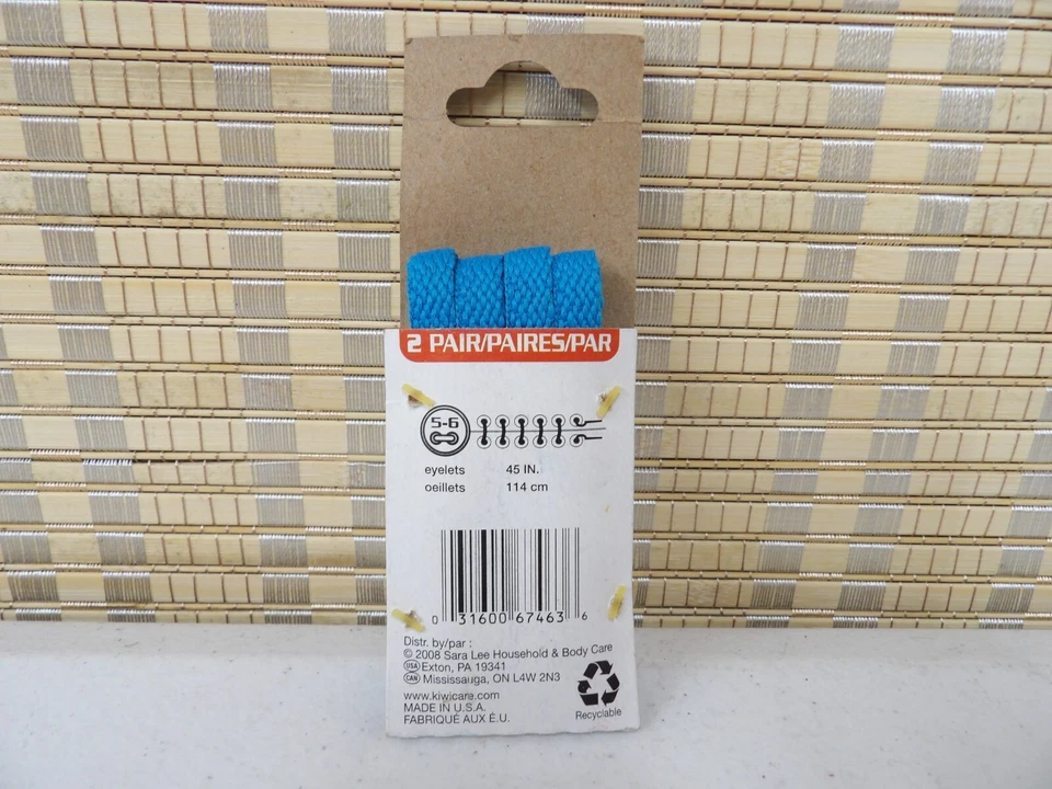 Cordones deportivos KIWI azul neón cordones planos para zapatos 2 pares 5/6 ojales 45 pulgadas 114 cm Foto 2 de 3