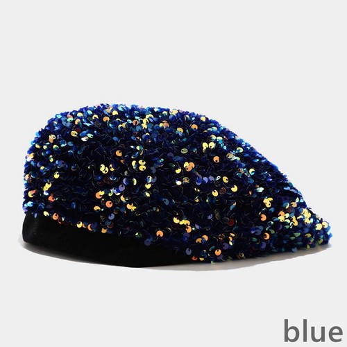 Dama Lentejuela Boina Sombrero Plano Gorro Cuerpo Preno Gorra Brillante Informal Pintor Moda Chic - Imagen 16 de 19