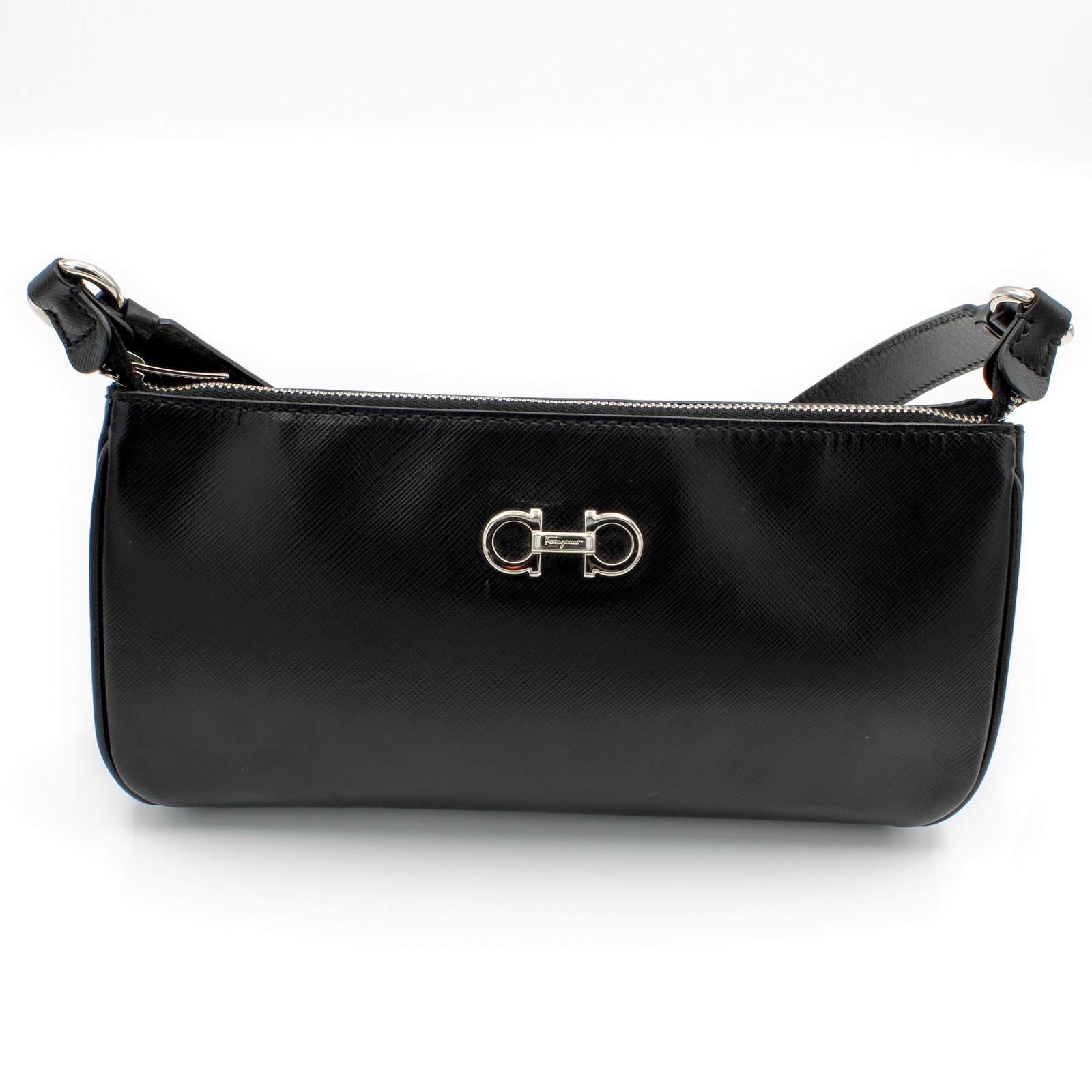 Salvatore Ferragamo Icona Lisetta Black Saffiano Leather Shoulder Bag 