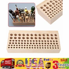 98 Holes Leather DIY Craft Wood Tool Holder Rack Wooden Stamp Stand Organizer US