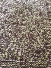 Hand knitted baby blanket  purple white pram shaped 18" to 21" lightweight