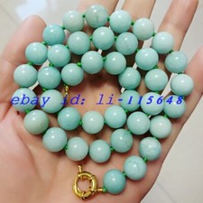 Beautiful 8/10mm Green Necklace Amazonite Round Gemstone Bead 18" Gift Women