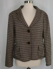 EUC Talbots Brown Ivory Tweed Career Work Lined Blazer Jacket Womens 16