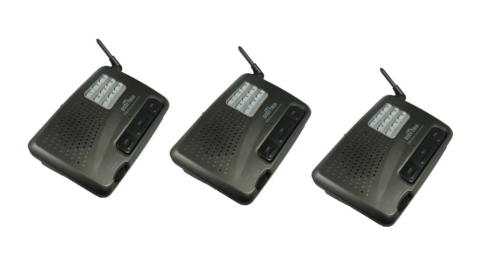 Sistema de interfone de voz FM sem fio escritório em casa 3 estações 10 canais preto carvão - Imagem 2 de 4