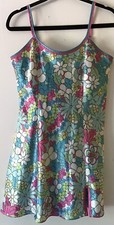 Delicates Vintage Women's Satin Chemise Nightgown Size S Retro Blue Pink Floral