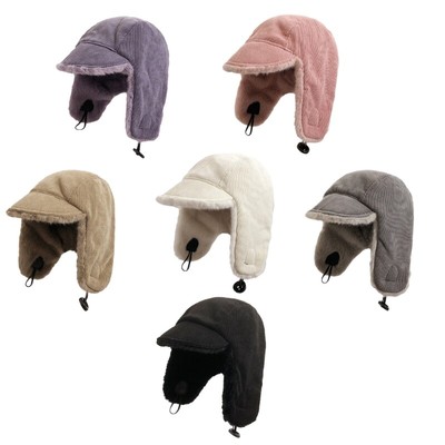 Adult Teens Reversible Earflap Hat Winter Skiing Windproof Thicken Trapper Hat