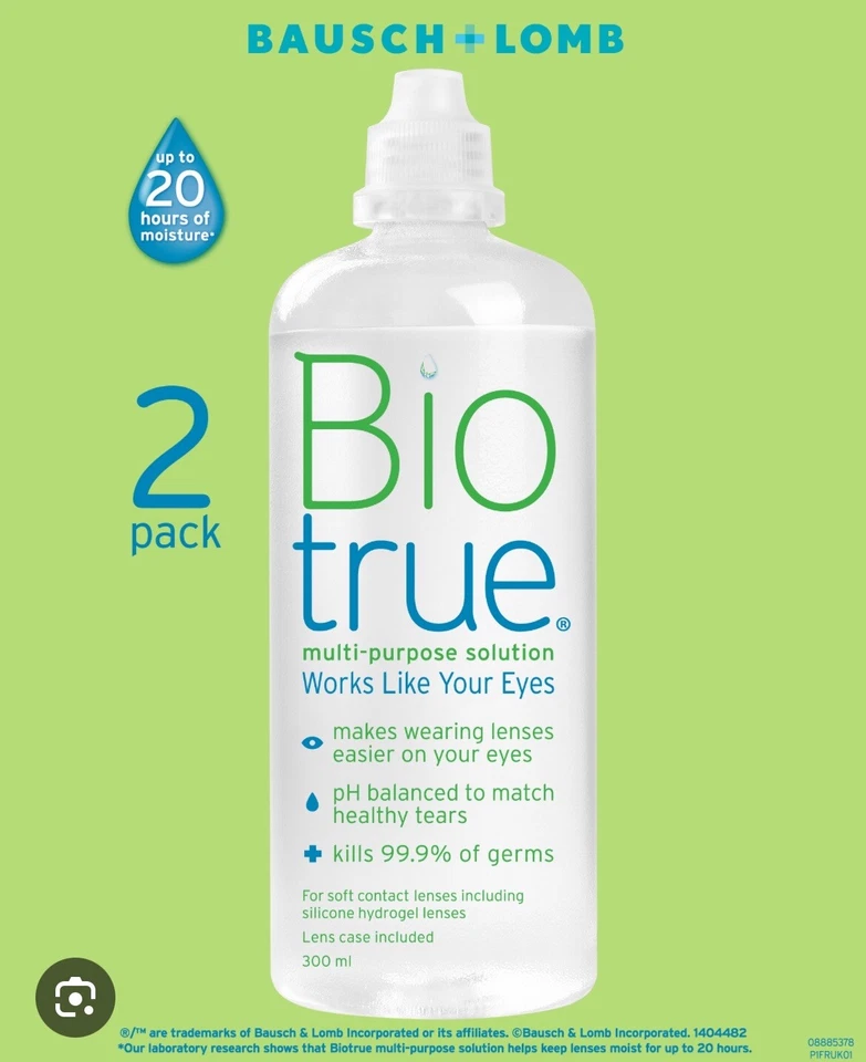 BAUSCH + LOMB B&L Biotrue contact lens solution - 3 month pack 2x300ml + 60ml Travel Pack FREE