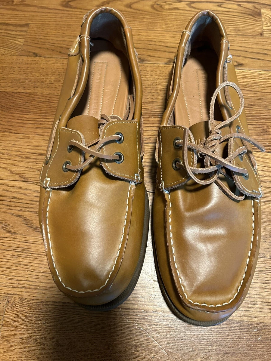 søn ingen forbindelse Bolt Tommy Hilfiger Boat Shoes BOWMAN Mens 11 Tan Brown Leather Non Marking EUC  | eBay