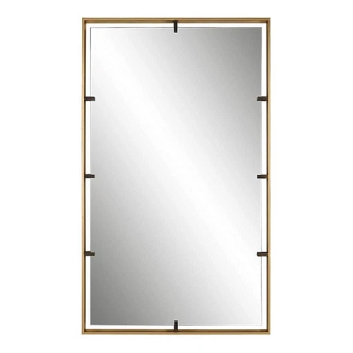 Uttermost Egon Contemporary Iron Metal Wall Mirror in Warm Gold - Picture 1 of 7