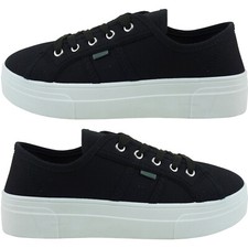 NEW WOMENS LACE UP SUMMER CANVAS PLATFORM PUMPS PLIMSOLLS TRAINERS SHOES SIZE