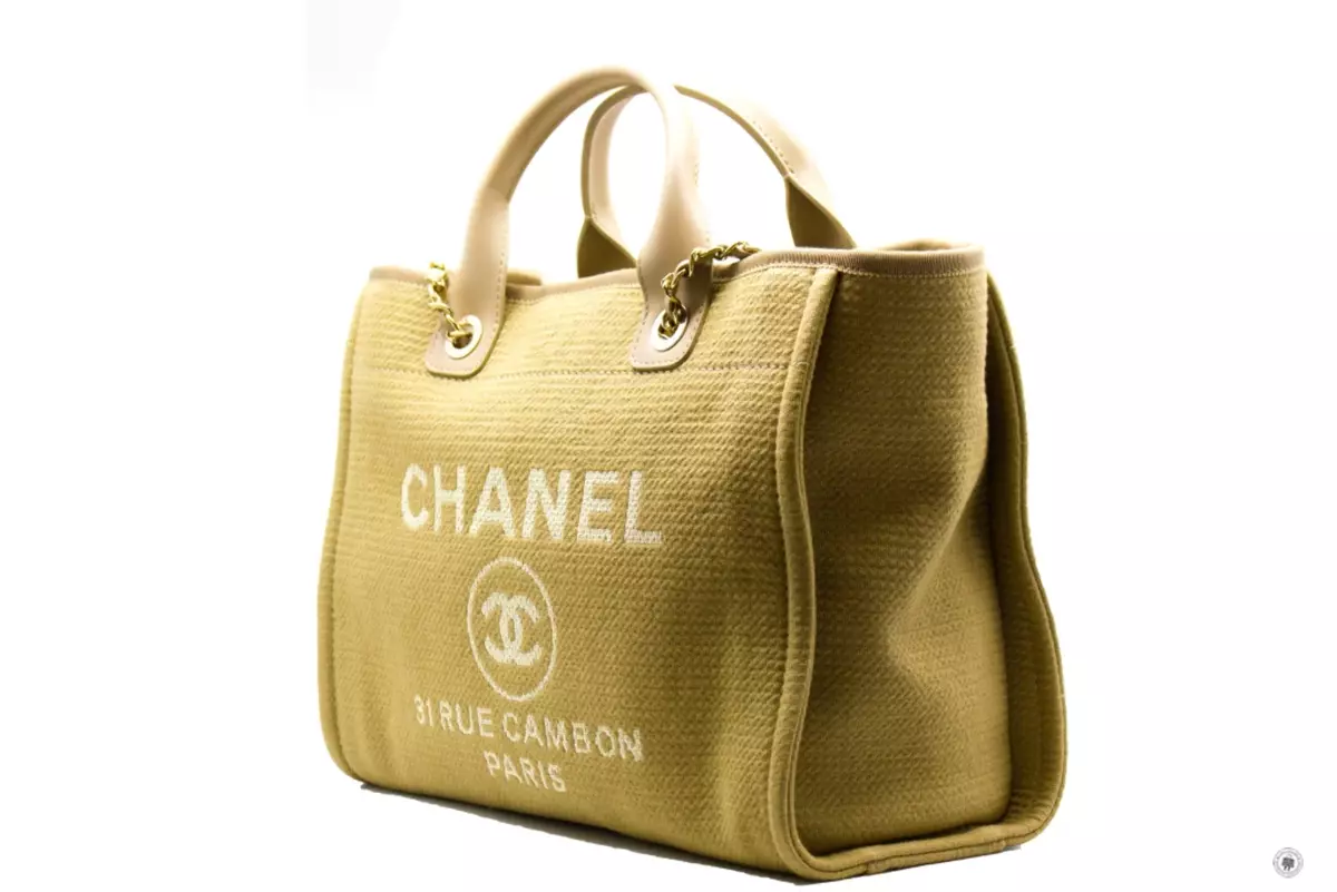 CHANEL Coated Canvas Camellia Medium Shopping Tote Black Beige