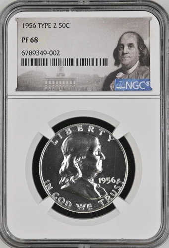 1956 Type 2 Proof Franklin Label Half Dollar 50C NGC PF68 BOX4