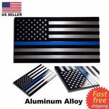 ALUMINUM Thin Blue Line American Flag decal sticker Blue Lives Matter 3.2 x 1.75