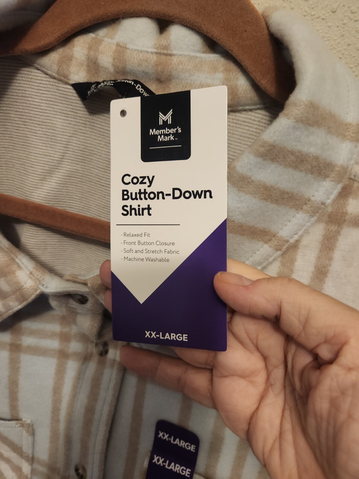 New with Tags Women's Member's Mark Cozy ButtonDown Plaid Shirt Size