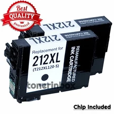 2pk 212XL T212XL BK Ink Cartridges For Epson 212 WF-2830 WF-2850 XP-4105 XP-4100