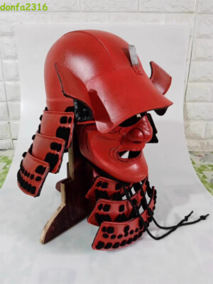 Japanese Armored Warrior Helmet Full Face Mask Cosplay Prop Halloween Party Gift