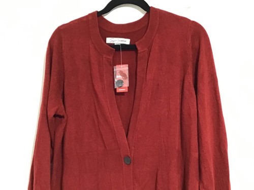 Women’s Cardigan Red Size 14/16 Tunic Length Long Sleeves Soft by Avenue - 第 3/7 張圖片