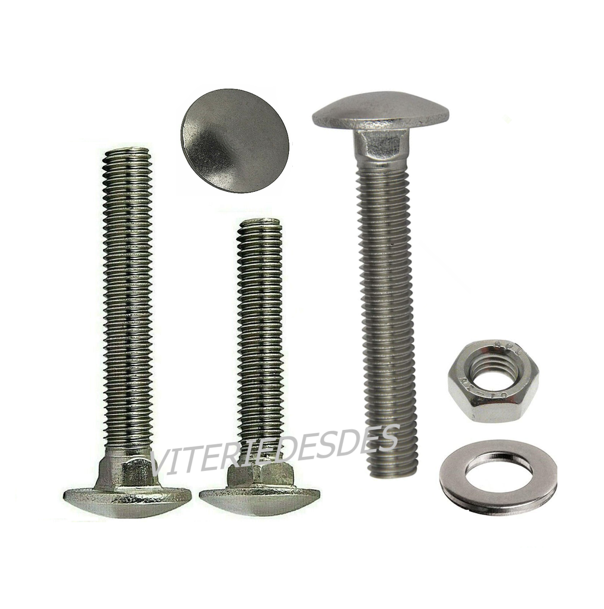 25 Viti A Testa Tonda M5 X 50mm In Acciaio Inox A2 Con Dadi A Flangia - Per Meccanica E Fai Da Te