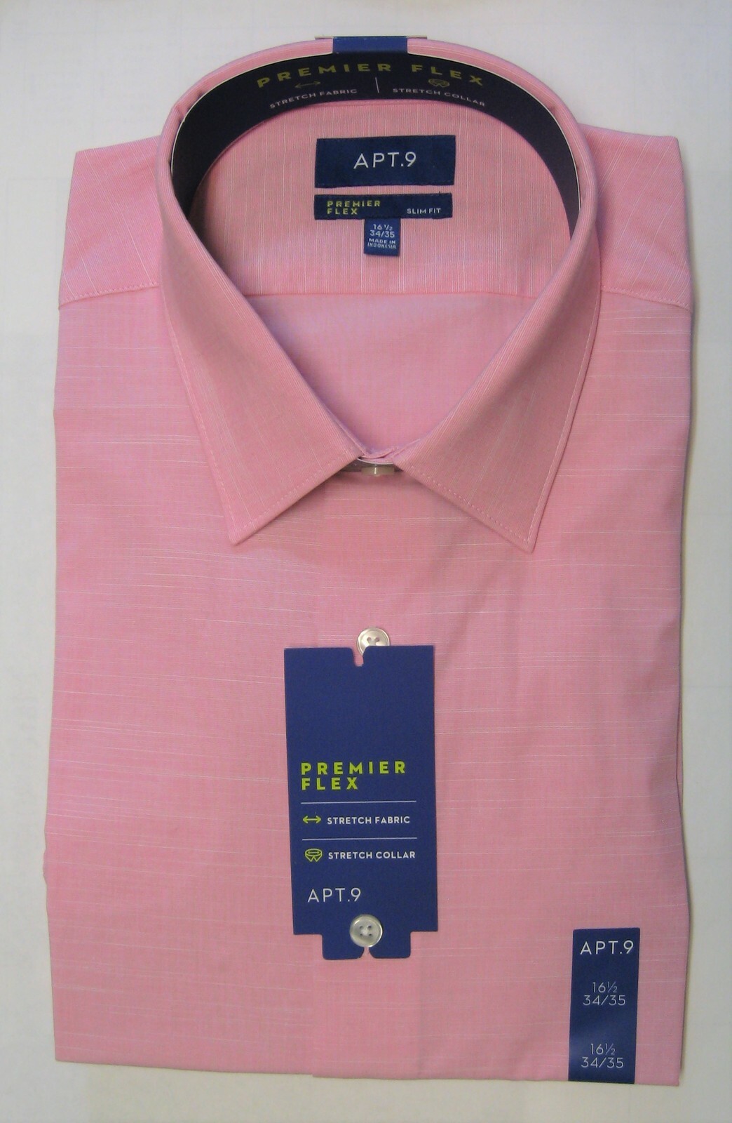 NWT Apt. 9 Premier Flex Mens Long Sleeve Dress Shirt No Pocket Stretch