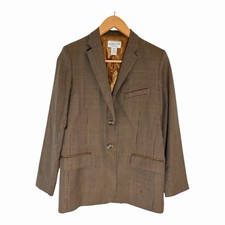 Pendleton 100 Virgin Wool Blazer Women s 12 Houndstooth Plaid Brown Jacket