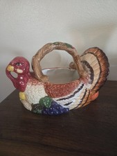 Turkey Planter Basket Ceramic Approximately 10"