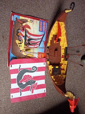 Mega Bloks Wikingerschiff Vintage 1995 unvollständig für Ersatzteile oder Sonderanfertigung 9604 