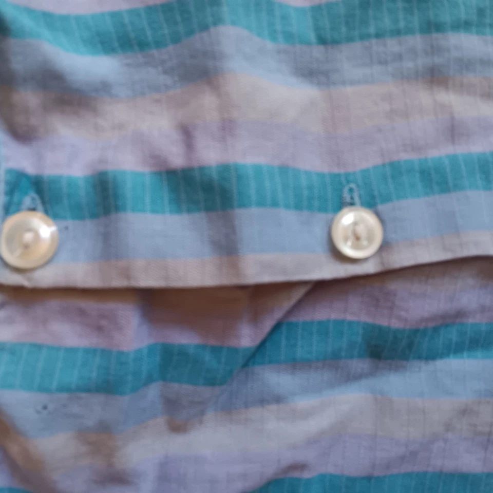 Blusa vintage con botones sin mangas a rayas 5 Smock Top años 60 hecha a mano Foto 4 de 4