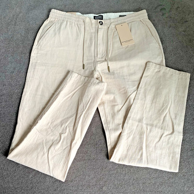 SCOTCH & SODA Men's 36/32 Warren Straight-Fit Cotton-Linen Blend Jogger Pants