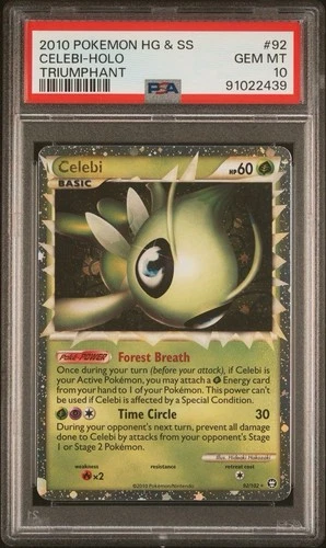 2010 Pokemon HGSS Triumphant # 92 Celebi Holo PSA 10 Card GEM MINT! Ultra Rare!