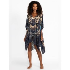 NWT Johnny Was Supernova High Low Kaftan Beach Coverup Celestial Lurex S/M