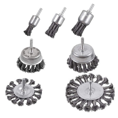 7Pcs Twist Knot Wire Wheel Brush for Drill Crimped Cup Wire Wheels Brush Set for