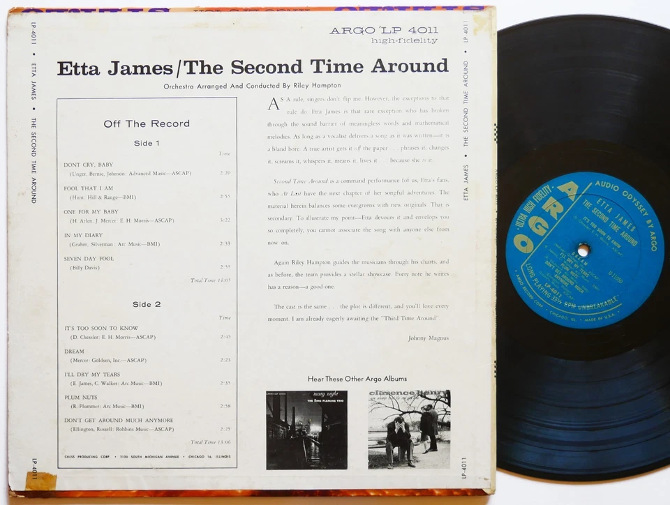 ETTA JAMES The Second Time Around LP ARGO LP-4011 US 1961 MONO Soul Blues - Image 2 of 4