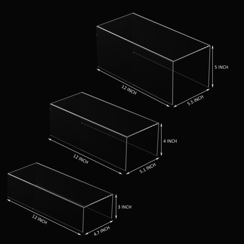 Square Acrylic Display Risers 3pcs, Clear Showcase Shelves for Collectibles, ... - Picture 2 of 7