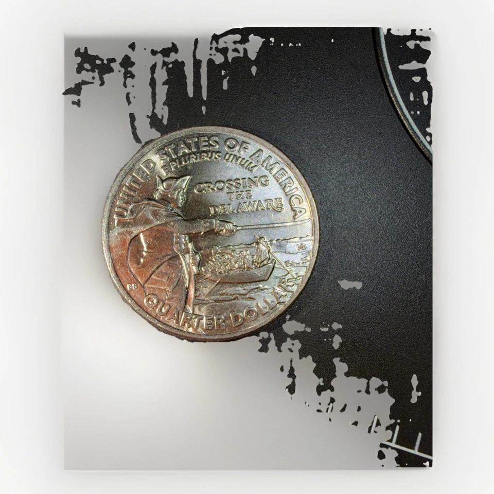 2021-D Crossing The Delaware 25C con varios errores raros “EN COD CONFIAMOS” DD Foto 2 de 4