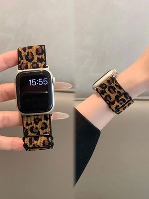 Leopard Stretchy Nylon Watch Band Adjustable Leopard Strap For Apple Watch Band