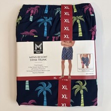 Member's Mark Men's 4-Way Stretch UPF 50 Resort Swim Trunk XL Blue Palm Trees