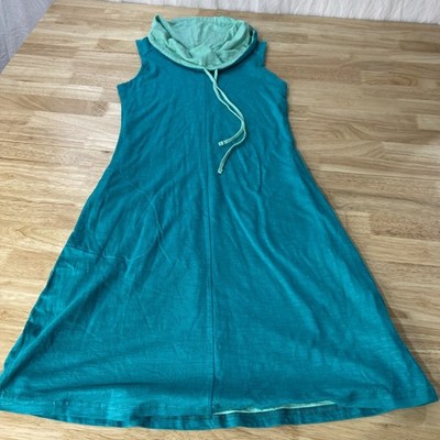 Kuhl Organic Cotton Reversible Dress S Blue Green Sleeveless Funnel Neck  Pocket | eBay