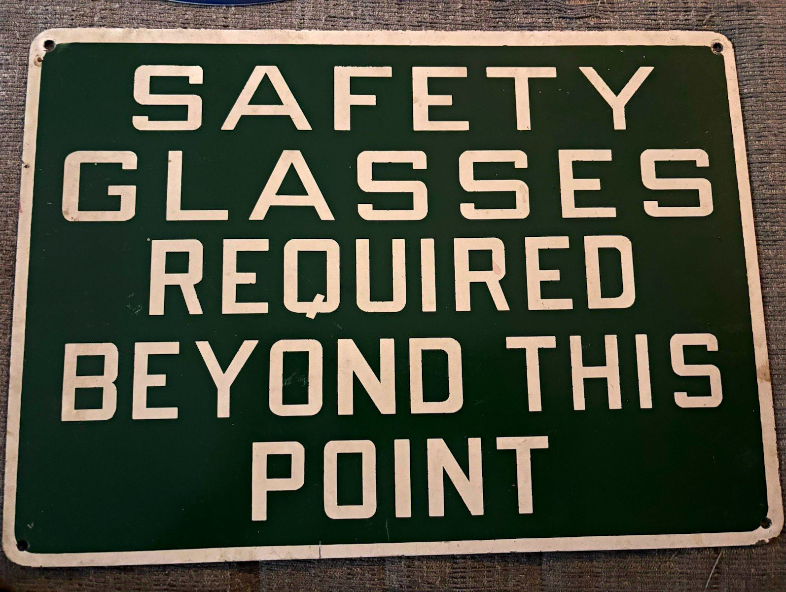 Safety Glasses Required Beyond This Point Metal Wall Sign Green/White