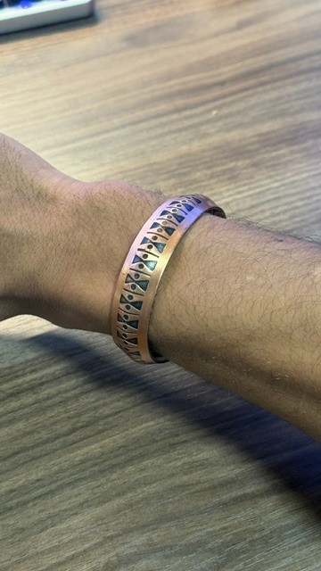 Solid Copper Cuff Bracelet - Adjustable - Geometr… - image 3