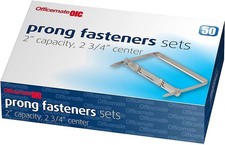 Officemate Prong Paper Fasteners, 2 inch acity, 2.75 inch Base, Box of