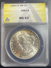 1883 P Morgan Silver Dollar ANACS MS63 Better Date Morgan Sweet Coin