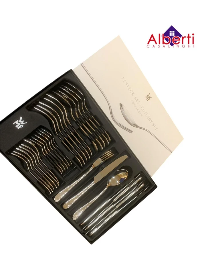 WMF SET POSATE 30 PZ , SITELLO GOOD MARTELLATO INOX LUCIDO PROMO ( STUPENDO ) - Immagine 4 di 4